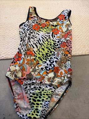 Kids Floral & Animal Print Gymnastics leotard  - Multicolor